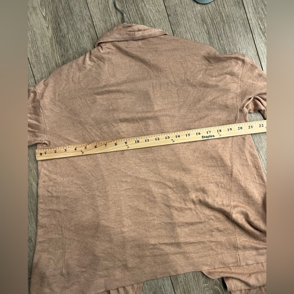 Worthington medium Tan Cardigan Sweater Lightweight Open Front zipper pockets - Picture 8 of 8